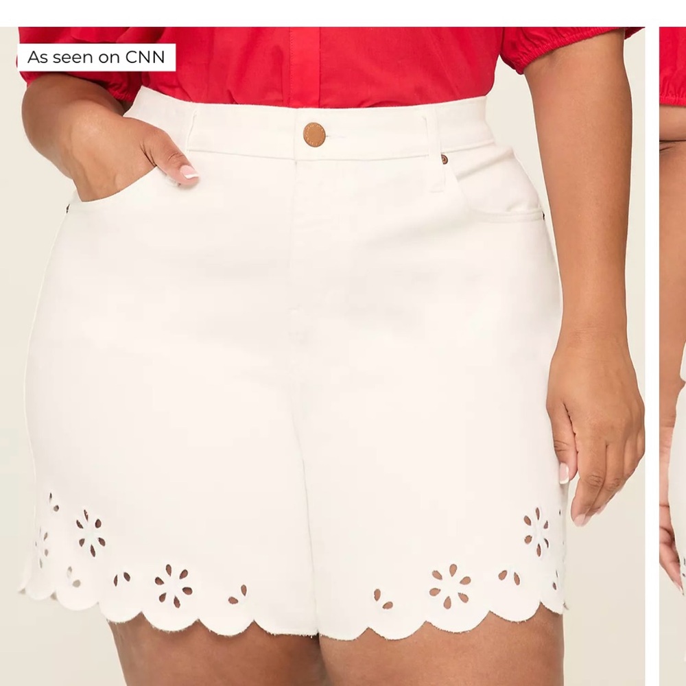 Lane Bryant High Waist White Scalloped Shorts